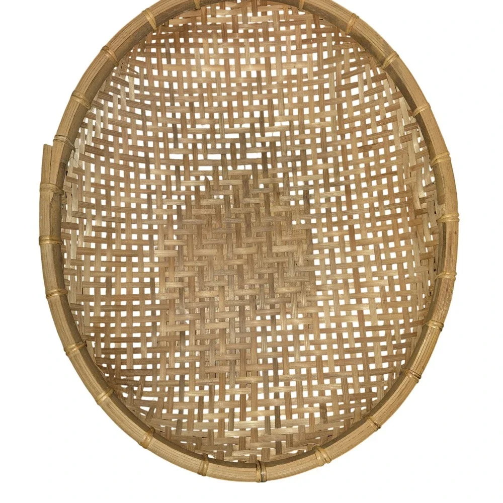 Unbranded Woven Bamboo Nesting Baskets Set of 6 Oval Brown Boho Wall Decor Trays